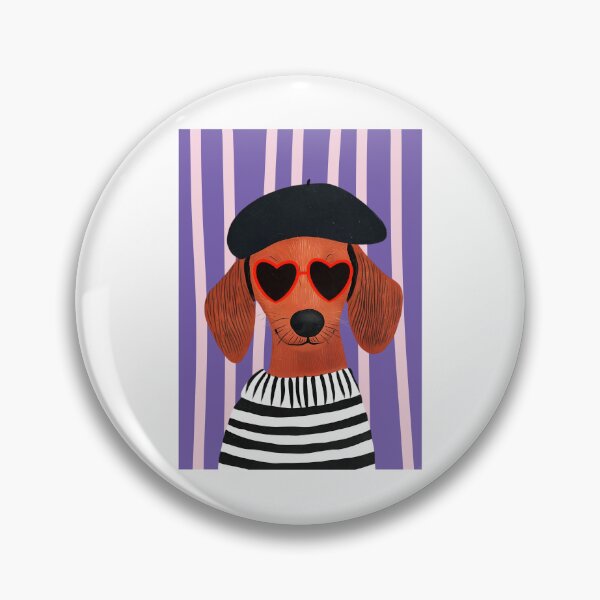 Item preview, Quirky French Dachshund with Heart Glasses and Beret designed and sold by Krasnovaovaova.