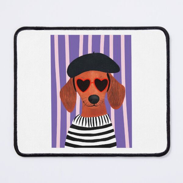 Item preview, Quirky French Dachshund with Heart Glasses and Beret designed and sold by Krasnovaovaova.