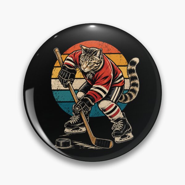 Item preview, Retro Hockey Cat Vintage Ice Rink Warrior designed and sold by Moizento.