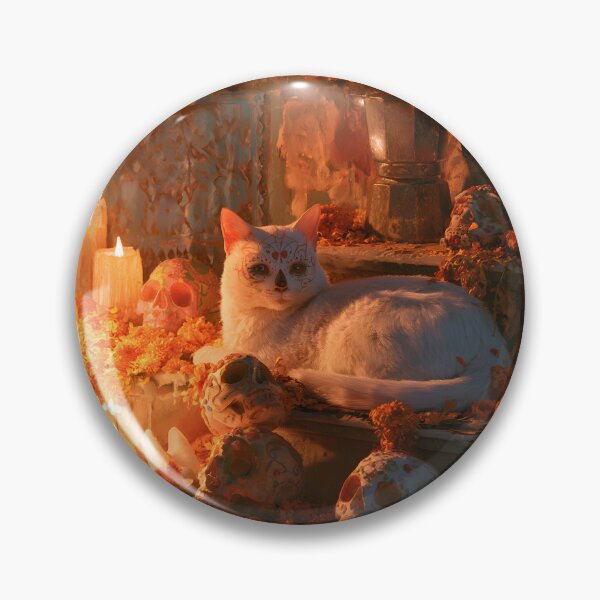 Item preview, White Calavera Cat by Candlelight designed and sold by Purrista Studio.