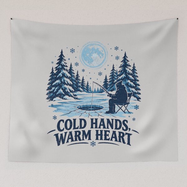 Artikelvorschau, Cold Hands Warm Heart, Winter ice Fishing tshirt entworfen und verkauft von MalwasBasket.