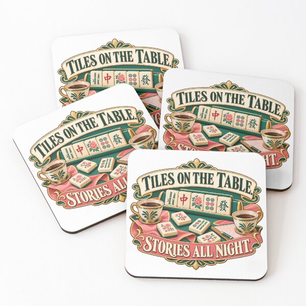 Item preview, Tiles on the Table Mahjong Game Night designed and sold by Quirkloomstudio.