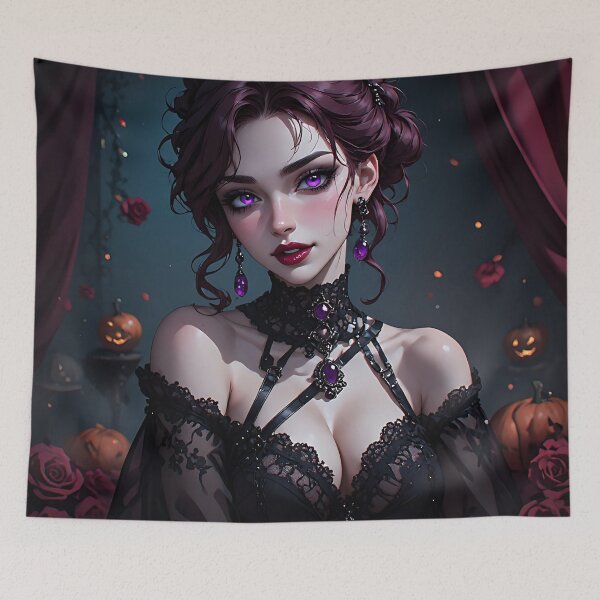 Item preview, Hot Halloween Anime Babe Goth Mommy Waifu Woman designed and sold by Your New Fixation.