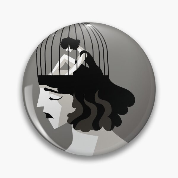 Item preview, lonely woman with a cage-shaped head containing a smaller woman trapped inside designed and sold by matintheworld ( delcarmat ).