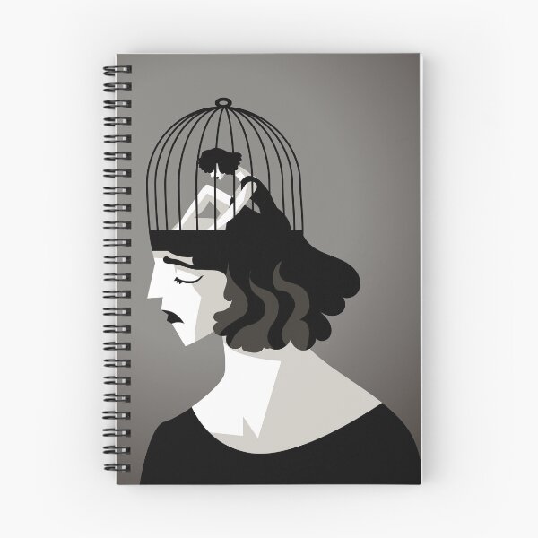 Item preview, lonely woman with a cage-shaped head containing a smaller woman trapped inside designed and sold by matintheworld ( delcarmat ).