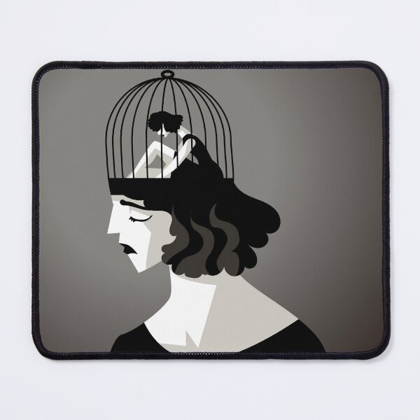 Item preview, lonely woman with a cage-shaped head containing a smaller woman trapped inside designed and sold by matintheworld ( delcarmat ).