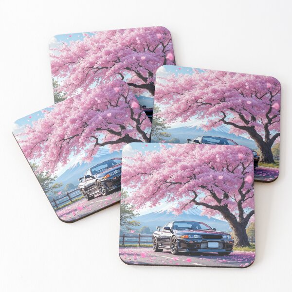 Item preview, Skyline GTR R32 JDM Car | Black R32 Sakura Cherry Blossoms Mount Fuji designed and sold by RCStoreUy.