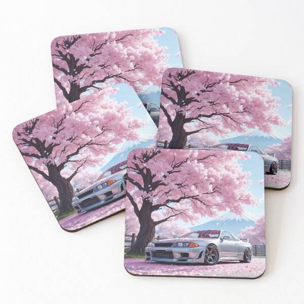 Item preview, Skyline GTR R33 JDM Car | Silver R33 Sakura Cherry Blossoms Mount Fuji designed and sold by RCStoreUy.