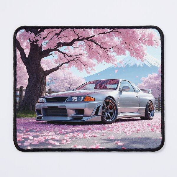 Item preview, Skyline GTR R33 JDM Car | Silver R33 Sakura Cherry Blossoms Mount Fuji designed and sold by RCStoreUy.