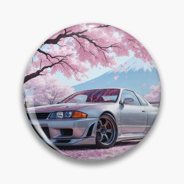 Item preview, Skyline GTR R33 JDM Car | Silver R33 Sakura Cherry Blossoms Mount Fuji designed and sold by RCStoreUy.