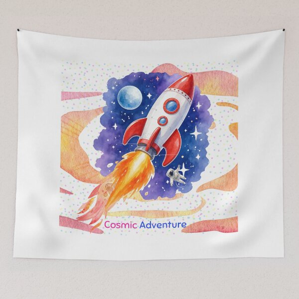 Item preview, Watercolor Rocket Ship designed and sold by Kuevitaglowshop.