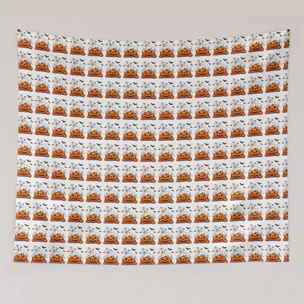Item preview, Cute White Puppy Resting On Pumpkins Halloween designed and sold by Moizento.