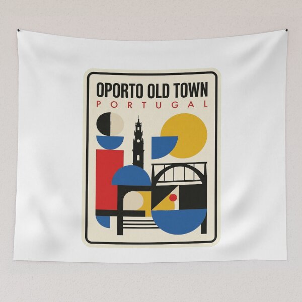 Item preview, Retro Oporto Old Town Bauhaus Geometric Skyline designed and sold by k3rstman1.