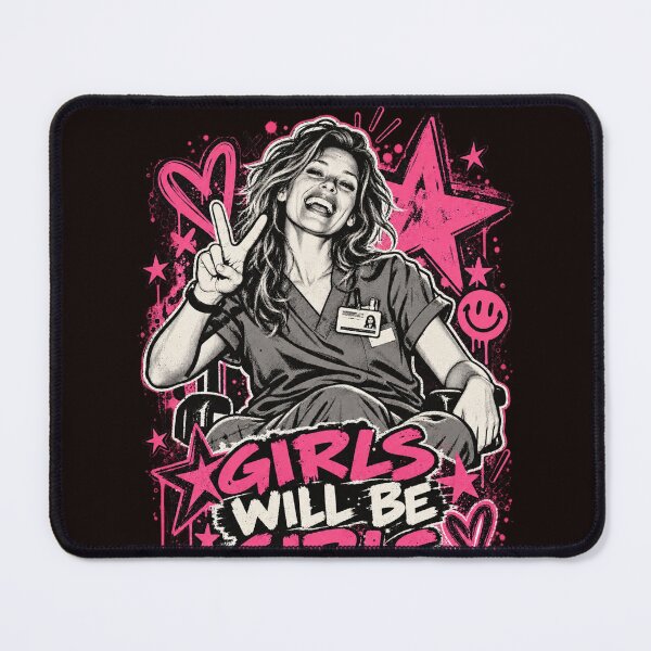 Item preview, Girls Will Be Girls Pink Graffiti Peace Sign Portrait designed and sold by bootycatclube.