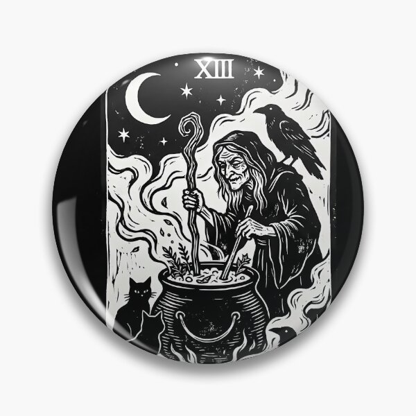 Item preview, The Witch Tarot Card Vintage Linocut Woodblock Occult Art designed and sold by WorldShop17.