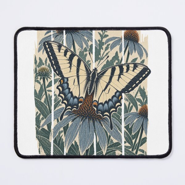 Item preview, Tiger Swallowtail in the Coneflower Garden Wild Animal Vintage Nature Art designed and sold by VisualArtsOasis.