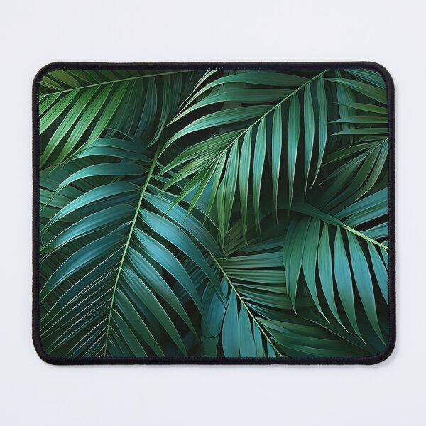 Item preview, Lush, overlapping palm leaves in varying shades of green, creating a tropical jungle vibe designed and sold by homydesign.