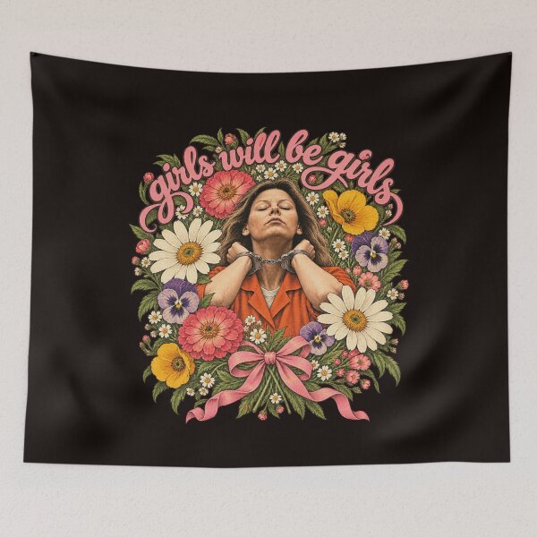 Item preview, Girls Will Be Girls Pink Splatter Peace Sign Portrait designed and sold by bootycatclube.