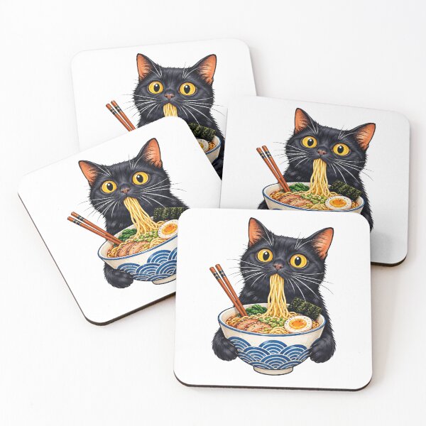 Item preview, Funny Black Cat Enjoying A Bowl Of Ramen designed and sold by Moizento.