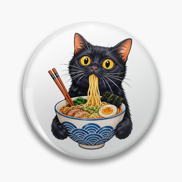 Item preview, Funny Black Cat Enjoying A Bowl Of Ramen designed and sold by Moizento.