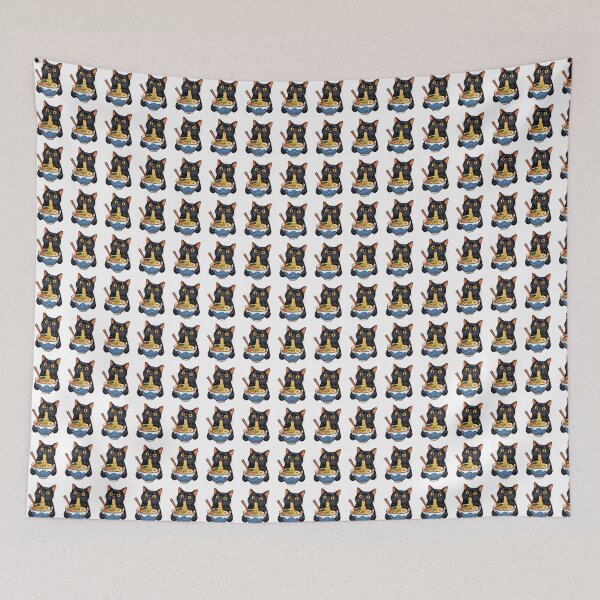 Item preview, Funny Black Cat Enjoying A Bowl Of Ramen designed and sold by Moizento.