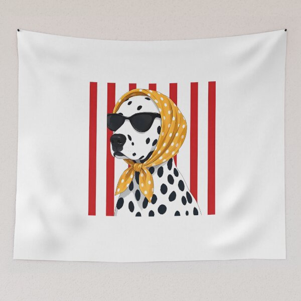 Item preview, Vintage Pop Art Dalmatian Dog in Yellow Polka Dot Scarf designed and sold by Krasnovaovaova.