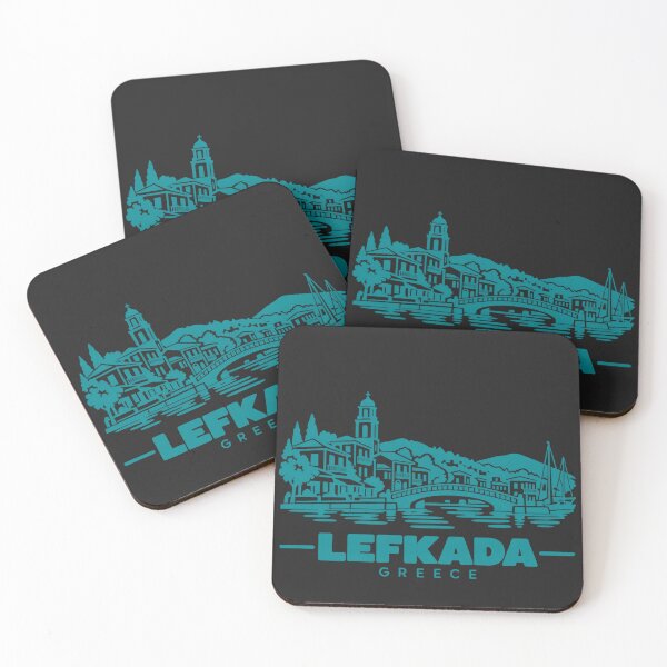 Item preview, Lefkada Greece Line Art Coastline Poster designed and sold by CMYKStudio.