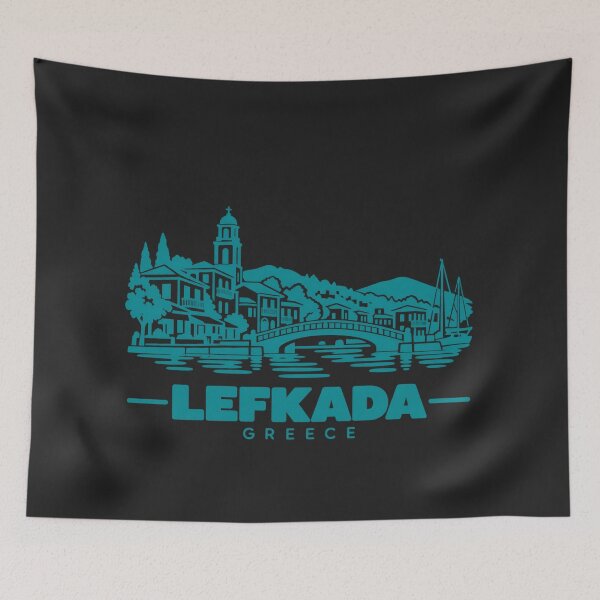 Item preview, Lefkada Greece Line Art Coastline Poster designed and sold by CMYKStudio.