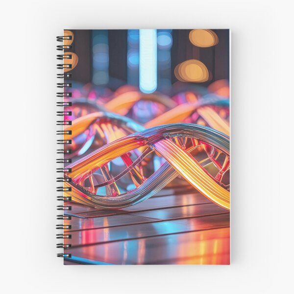 Item preview, Glowing DNA double helix structures on a reflective surface designed and sold by homydesign.