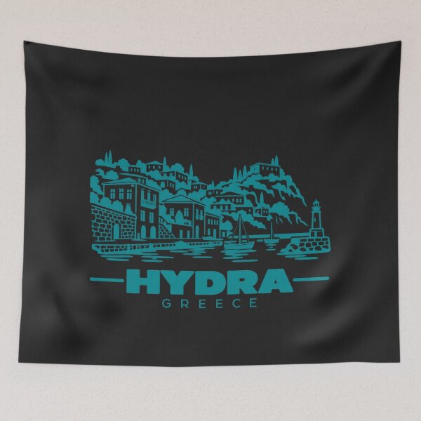 Artikelvorschau, Hydra, Griechenland – Küstenlinien-Poster (Linienzeichnung) entworfen und verkauft von CMYKStudio.