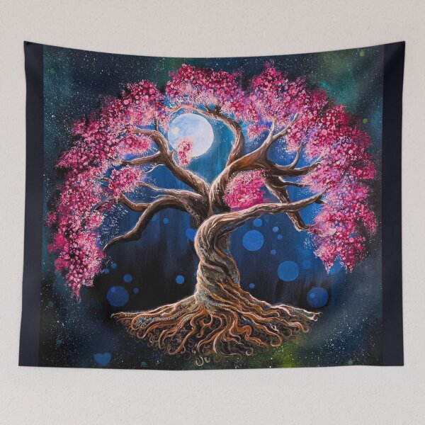 Item preview, Moonlit Blossom Tree – Pink Celestial Tree of Life Art designed and sold by ArtistsAtticWI.