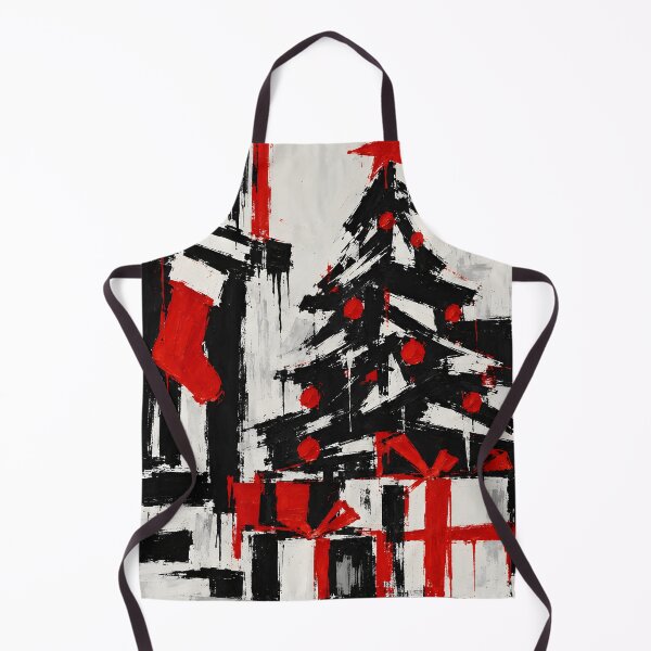 Item preview, Title: Abstract Black Red and White Christmas Tree Painting designed and sold by Amalia Gutyz.