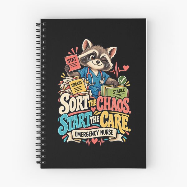 Item preview, Sort The Chaos Start The Care - Emergency Nurse Raccoon designed and sold by MOTIFOLK.