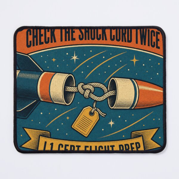 Item preview, Check The Shock Cord Twice Model Rocket Level 1 Prep Retro Plaque designed and sold by BoosterShop.