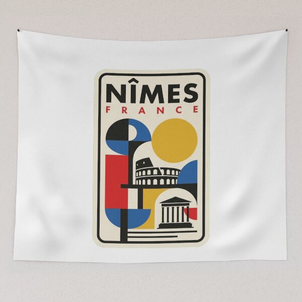 Item preview, Retro Nîmes Bauhaus Geometric Skyline designed and sold by k3rstman1.