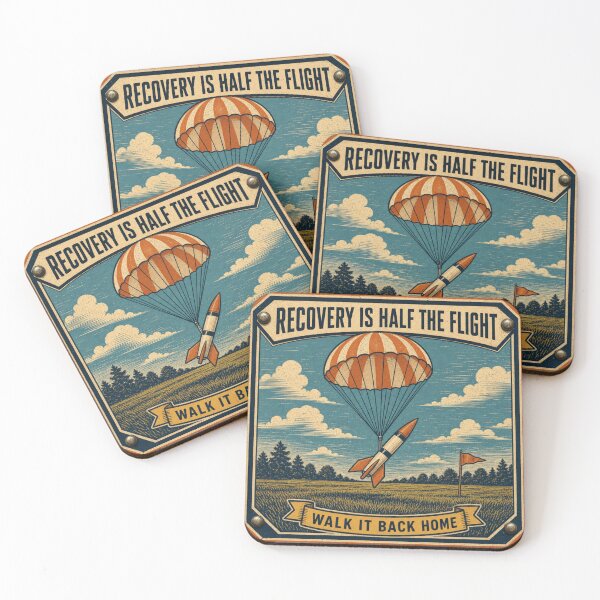 Aperçu de l'œuvre Recovery Is Half The Flight Parachute Fusée Miniature Plaque Rétro créée et vendue par BoosterShop.