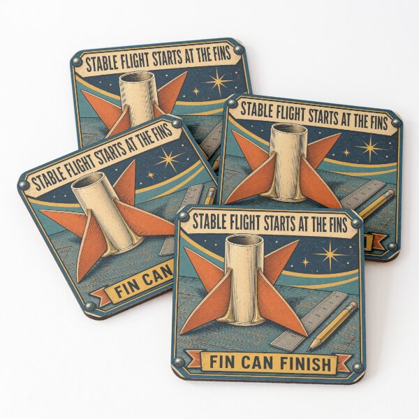 Item preview, Stable Flight Starts At The Fins Aletas de Cohete Constructor Placa Retro designed and sold by BoosterShop.