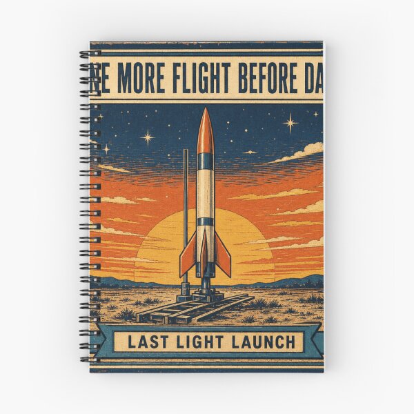 Item preview, One More Flight Before Dark Sunset Rocket Launch Retro Plaque designed and sold by BoosterShop.