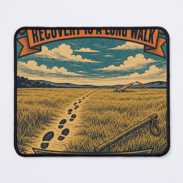Item preview, Recovery Is A Long Walk Cohete Perdido Campo Divertido Placa Retro designed and sold by BoosterShop.