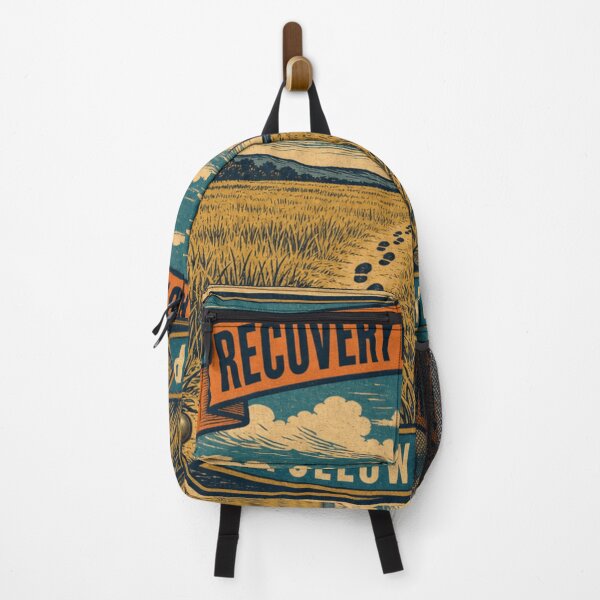 Artikelvorschau, Recovery Is A Long Walk Raketensuche Feld Lustig Retro Plakette entworfen und verkauft von BoosterShop.