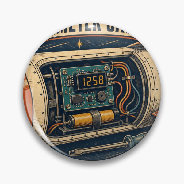 Artikelvorschau, Altimeter Says Yes Raketen Flugcomputer Elektronikbucht Retro Plakette entworfen und verkauft von BoosterShop.