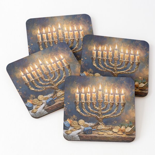 Item preview, Glowing Menorah with Dreidels designed and sold by Savannah Gibbs.