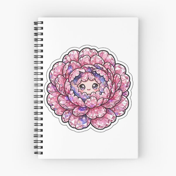 Item preview, Pink Peony Crystal Kawaii Sticker - Detailed Galaxy Bloom Face designed and sold by Crystal Critters .