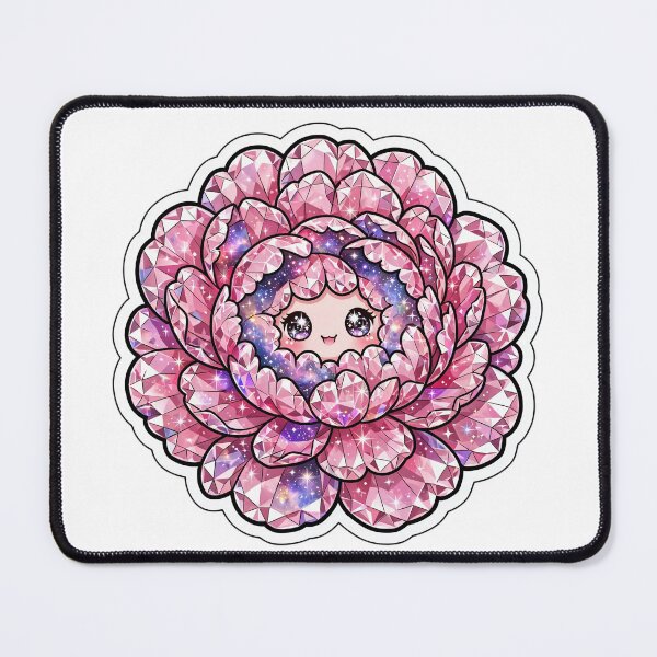 Item preview, Pink Peony Crystal Kawaii Sticker - Detailed Galaxy Bloom Face designed and sold by Crystal Critters .