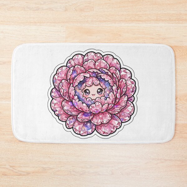 Artikelvorschau, Kawaii-Sticker mit rosa Pfingstrosenkristall – detailliertes Galaxy Bloom-Gesicht entworfen und verkauft von Crystal Critters .