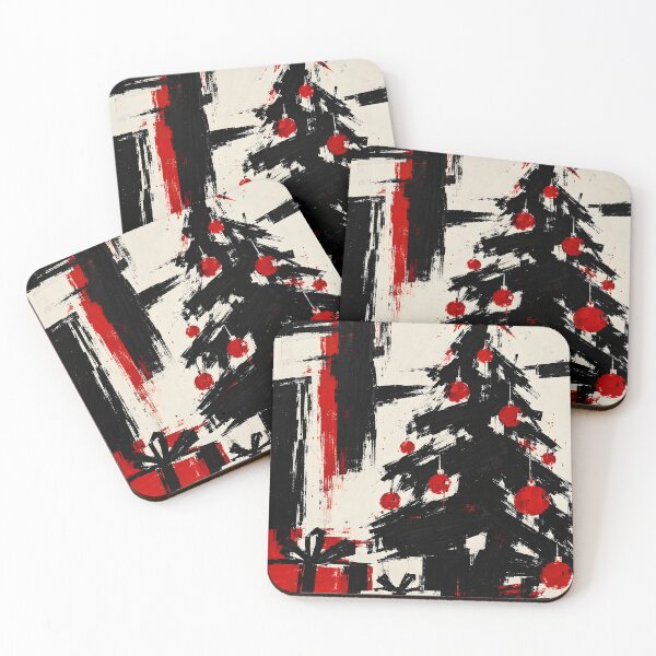 Item preview, Modern Abstract Christmas Tree in Black Red and Cream designed and sold by Amalia Gutyz.