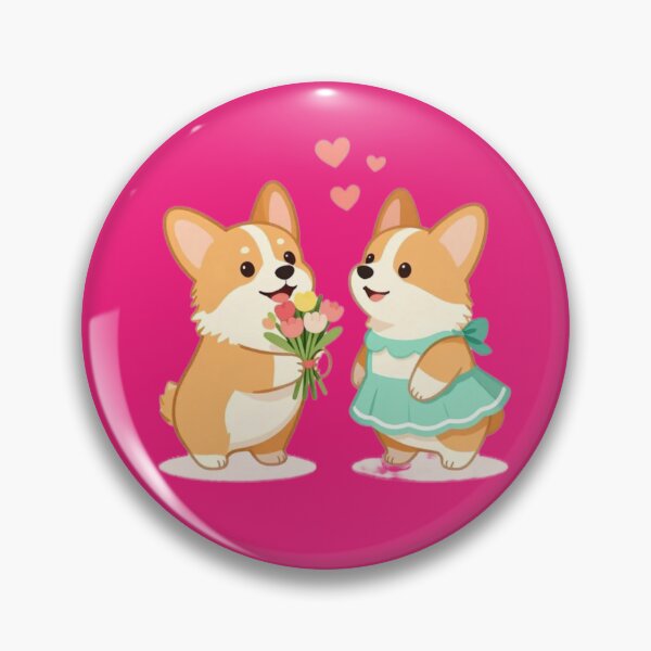 Item preview, Cute Corgi Couple in Love Flowers Valentine Kawaii designed and sold by CorgiCoffeeHub.
