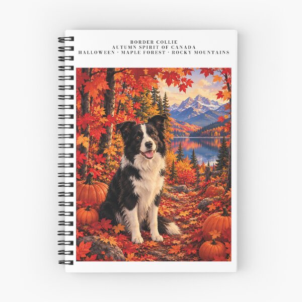 Item preview, Border Collie in an autumn maple forest with pumpkins designed and sold by Nomad-Paws.