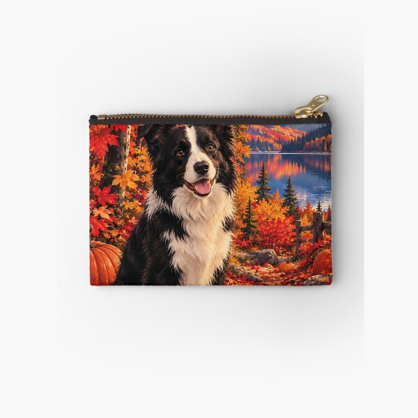 Item preview, Border Collie in an autumn maple forest with pumpkins designed and sold by Nomad-Paws.