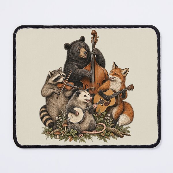 Item preview, Woodland Animal Bluegrass Band Vintage Ink Art designed and sold by AmiGraph.